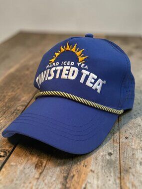 Twisted Tea Hard Iced Tea Blue Mesh Adjustable Snapback Cap With Rope Accent